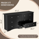 Homall Wood Dresser 6 Drawer Double Tier Dresser, Modern Wood Chest of Drawer for Living Room, Bedroom