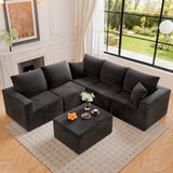 Homall V Shaped Corner Modern Sofa Sectional Cloud Couch with Deep Seat No Assembly Required Corduroy Fabric Couches for Living Room and Apartment