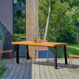 Homall Home 6-Person Acacia Wood Dining Table, Natural Stained with Rustic Metal