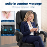Vyrox Ergonomic Executive Office Chair with Massage Lumbar Support & Footrest, Reclining High Back Leather Office Chair with Padded Armrests, Adjustable Height Desk Chair