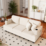 Homall 84''W Modern Sofa 3 Seat Adult Corduroy Couch with Wide Armrest Fabric Couch with USB Charging Ports for Living Room