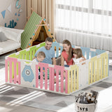 Homall 16-Panel Baby Playpen Kids Activity Centre Playard Center with Lock Door Rubber Bases