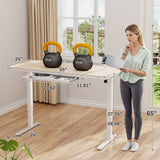 Homall 48" x 24" Wood Top Electric Standing Desk with Drawer, Height Adjustable Desk with Phone Stand & Charging Ports, Sit Stand up for Home Office,Beige