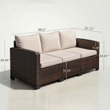 Homall Patio 3 Seater Outdoor Sofa Outdoor Couch with Waterproof Sofa Cover,High Back Rattan Deep Seat Sofa for Patio,Porch,Backyard