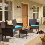 Homall 4 Pieces Patio Conversation Set Outdoor Furniture Rattan Chairs Wicker Seating with Cushion and Table Weather-resistant for Porch Garden Backyard