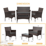 Lacoo 4 Pieces Patio Conversation Set Outdoor PE Rattan Wicker Chairs Set and Table
