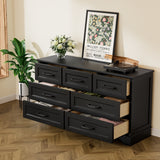 Homall 7-Drawer Wood Dresser for Bedroom, Large Storage Cabinet with Anti-Tip Safety and Modern Arch Design,Double Classified Storage Organizer Chest for Living Room, Hallway, Black