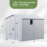 6x10ft Outdoor Plastic Storage Shed with Window-Weather-Resistant, Easy Assembly, Wood-Effect Garden Tool House,Light Gray