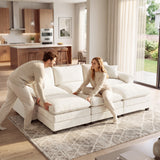 Homall 119" Modular Sectional Sofa with 3 Movable Ottomans, 3-Seat Configurable Cloud Couch for Living Room, Gray