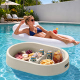 Homall Floating Pool Tray with Cup Holders, Portable Serving Table & Bar for Pool, Hot Tub, Lake, Beige