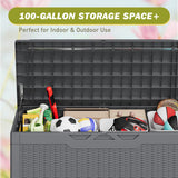 Homall 100-Gallon Outdoor Resin Deck Box for All-Weather Use Lockable Waterproof Storage Solution with Cushion Storage