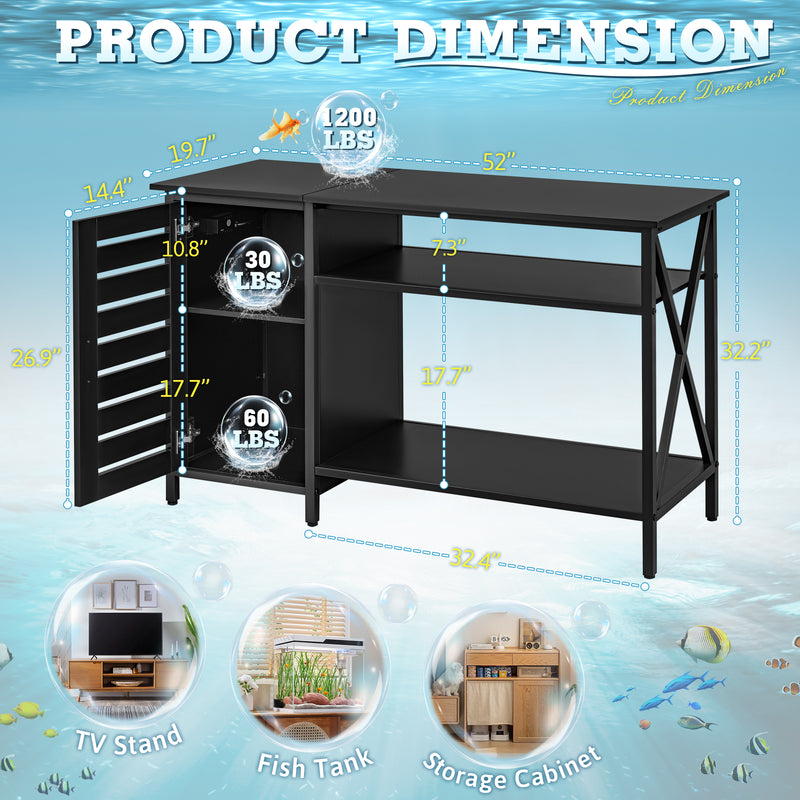 Homall 55 - 75 Gallon Fish Tank Stand with Power Outlets Aquarium Stand with Wooden Cabinet Storage