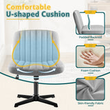 Homall Office Desk Chair Armless Swivel Vanity Chair, Fabric Padded Home Office Chair No Wheels, Gray