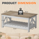 Homall 39" 2-Tier Farmhouse Coffee Table Wood Center Table with Storage Shelf for Living Room
