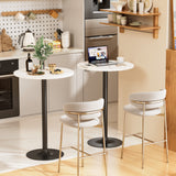 Homall Bistro Pub Table Round Bar Height Cocktail Table Metal Base MDF Top Obsidian Table with Black Leg 23.8-Inch Top, 39.5-Inch Height