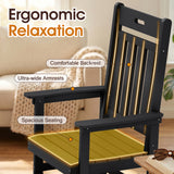 Homall Oversized HDPE Outdoor Rocking Chair, All-Weather Patio Rocker with Wide Armrests, Heavy-Duty 300LBS Outdoor Rocker Chair for Porch, Lawn & Backyard, Black