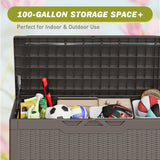 Homall 100-Gallon Outdoor Resin Deck Box for All-Weather Use Lockable Waterproof Storage Solution with Cushion Storage