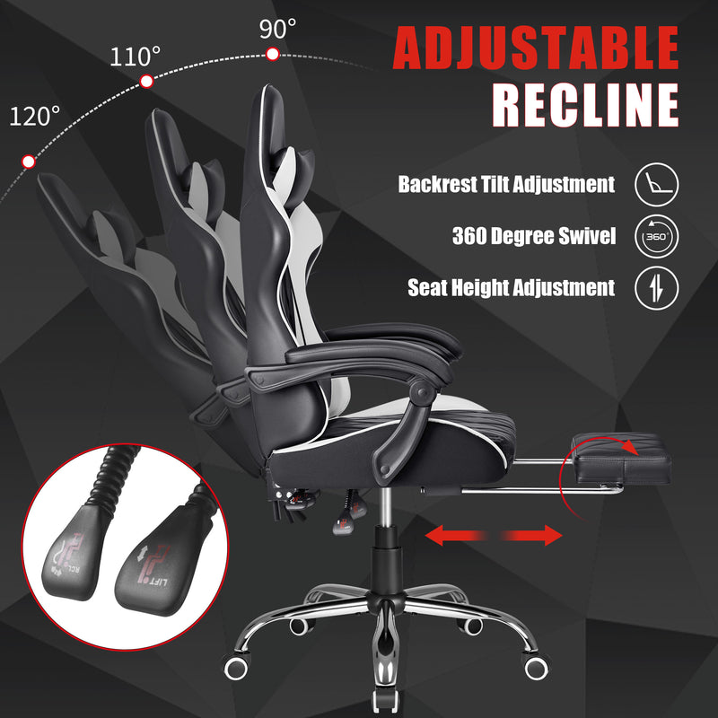 Homall Gaming Chair Massage Office Chair Computer Racing Chair High Back PU Leather Chair with Footrest