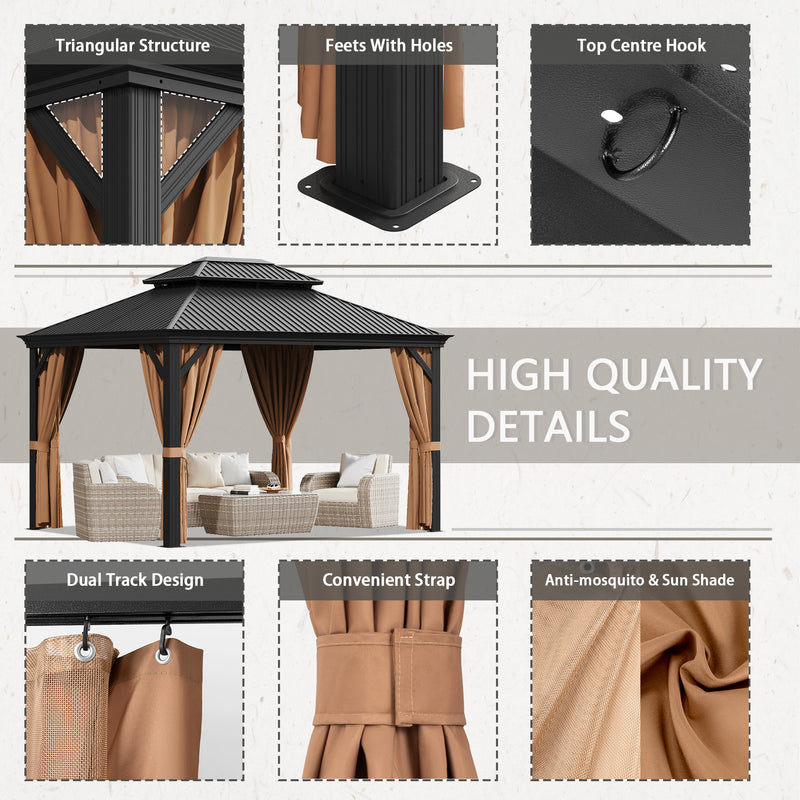 Lacoo 10 X 12 Hardtop Gazebo Outdoor Galvanized Steel Metal Double R lacoo-10-x-12-hardtop-gazebo-outdoor-galvanized-steel-metal-double-r