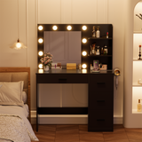 Homall Vanity Desk with Mirror, 3 Modes LED Lights and USB Power Outlet, Makeup Vanity Table with 6 Storage Shelves and 7 Drawers for Dressing Room Bedroom