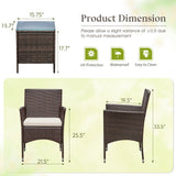 Lacoo 3 Pieces Outdoor Patio Furniture PE Rattan Wicker Table and Chairs Set Bar Set with Cushioned Tempered Glass, Brown/Beige, 2