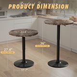 Homall 2 Pieces Bar Table Height Adjustable Bistro Pub Table Cocktail Round Table with Metal Base, White/Sliver