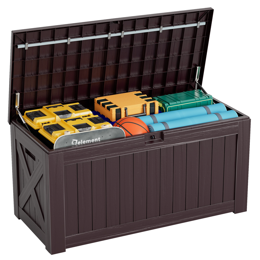 5415>33 Gallon Resin Deck Box, Weatherproof Outdoor Storage