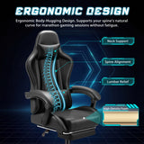 Vyrox PU Leather Gaming Chair with Massage Lumbar Support, Ergonomic High Back Computer Gamer Chair with Adjustable Footrest