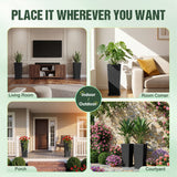 Homall 25" Tall Plastic Planter Set of 2 with Inside Pots, Drainages, for Outdoor and Indoor