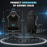 Vyrox Gaming Chair with Adjustable Lumbar Support and Footrest, Ergonomic High Back Reclining Computer Chair, Black