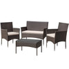 Homall 4 Pieces Outdoor Patio Furniture Brown PE Rattan Wicker Table and Chairs Set Backyard Poolside Garden Porch Sets with Cushioned