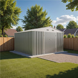 Homall 10' x 8' ft Outdoor Metal Storage Shed with Sloping Roof and Double Lockable Door for Backyard, Gray