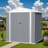 Homall 4' x 6' Mental Outdoor Storage Shed with Sloping Roof and Lockable Door, for Backyard & Garden, Gray