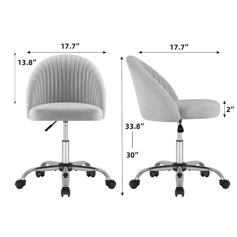 Homall Mid Back Task Chairs Armless Office Chair Adjustable Vanity Chairs for Bedroom, Living Room or Study, Gray