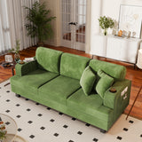 Homall 84''W Modern Sofa 3 Seat Adult Corduroy Couch with Wide Armrest Fabric Couch with USB Charging Ports for Living Room