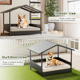 Homall Outdoor&Indoor Wicker Dog House with Removable Cushion Dog Shelter Dog Bed with Canopy Raised Dog Bed for Small/Medium Dogs
