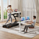 Homall 48" x 24" Wood Top Electric Standing Desk with Drawer, Height Adjustable Desk with Phone Stand & Charging Ports, Sit Stand up for Home Office,Beige