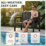 Homall Outdoor Bench, HDPE Outdoor Bench, 2-Person Patio Garden Bench, Weather-Resistant Park Bench for Outdoor, Black