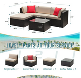 LACOO 5 Pieces Patio Sectional Set PE Rattan Outdoor All-Weather Wicker Conversation Set with Table