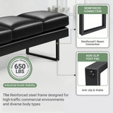 Vyrox 61" Upholstered Bedroom Bench, Set of 3 PU Leather Entryway Bench with Heavy-Duty Metal Legs for Living Room, Office & Lobby