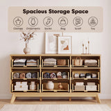 Homall 6 Drawer Double Dresser for Bedroom, Modern Fluted Wide Dresser Chest of Drawers with Marble-Pattern Top, Wood Storage Dresser for Living Room, Entryway,