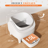 Homall Automatic Self-Cleaning Cat Litter Box – Large Open-Top Design for Multi-Cat Families, Integrated Safety Protection, Includes Trash Bags, Gray