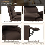 Homall 360° Massage Swivel Rocker Recliner Small Rocking PU Leather Chairs with Side Pockets for Small Spaces