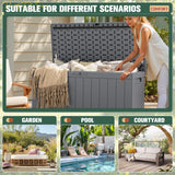 Homall 90 Gallon Outdoor Resin Deck Box, Waterproof and UV Resistant Storage Box for Garden Tools, Pool