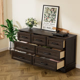 Homall 7-Drawer Wood Dresser for Bedroom, Large Storage Cabinet with Anti-Tip Safety and Modern Arch Design,Double Classified Storage Organizer Chest for Living Room, Hallway, Black