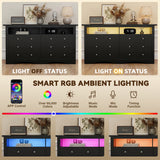 Homall 6 Drawer Double Dresser with Charging Station, Modern Chest of Drawers with LED Light, Storage Dresser Chest for Bedroom Living Room