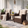 Lacoo 3-Piece Outdoor Patio Furniture Set – 2 Rattan Chairs with Tempered Glass Side Table, Weather-Resistant PE Wicker