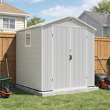 6x6ft Outdoor Plastic Storage Shed with Window,Weather-Resistant, Easy Assembly, Wood-Effect Garden Tool House,Light Gray