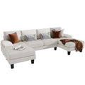 HOMALL Convertible Sectional Sofa Couch, 4 Seat Sofa Set for Living Room U-Shaped Modern Fabric Modular Sofa Sleeper with Double Chaise & Memory Foam
