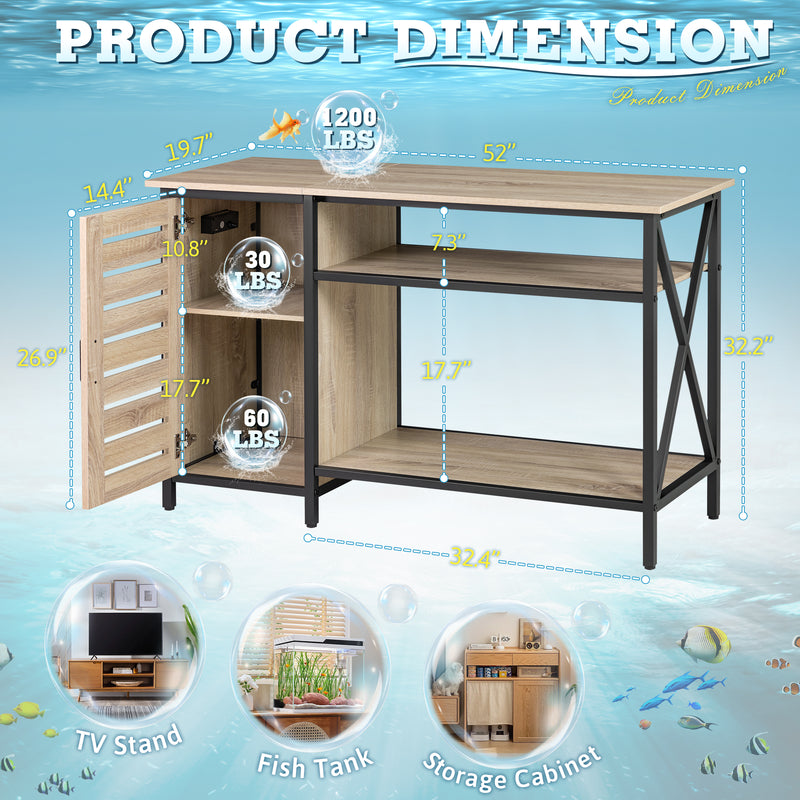 Homall 55 - 75 Gallon Fish Tank Stand with Power Outlets Aquarium Stand with Wooden Cabinet Storage